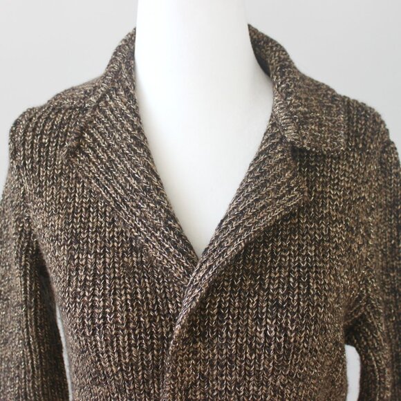 Ralph Lauren Vintage Wool Gold Brown Long Sweater Coat Tie Belt Cardigan Small - Picture 2 of 7